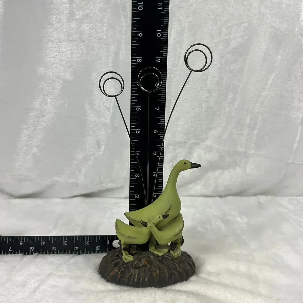 Resin Goose Family Photo Holder Figurine 9.5